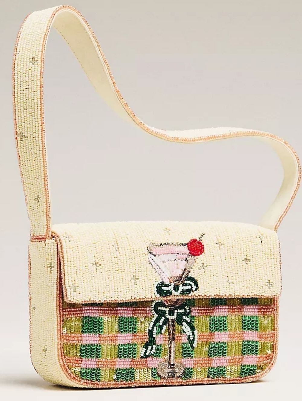 NWT Anthropologie The Fiona Beaded Bag - Plaid Martini